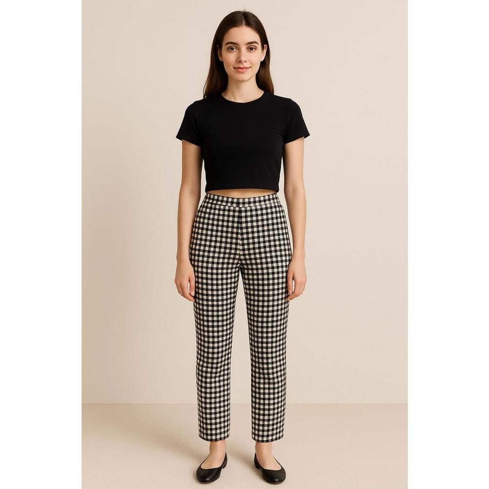 Rag & Bone Black White Gingham Check Ankle Simone Pants - Size 2